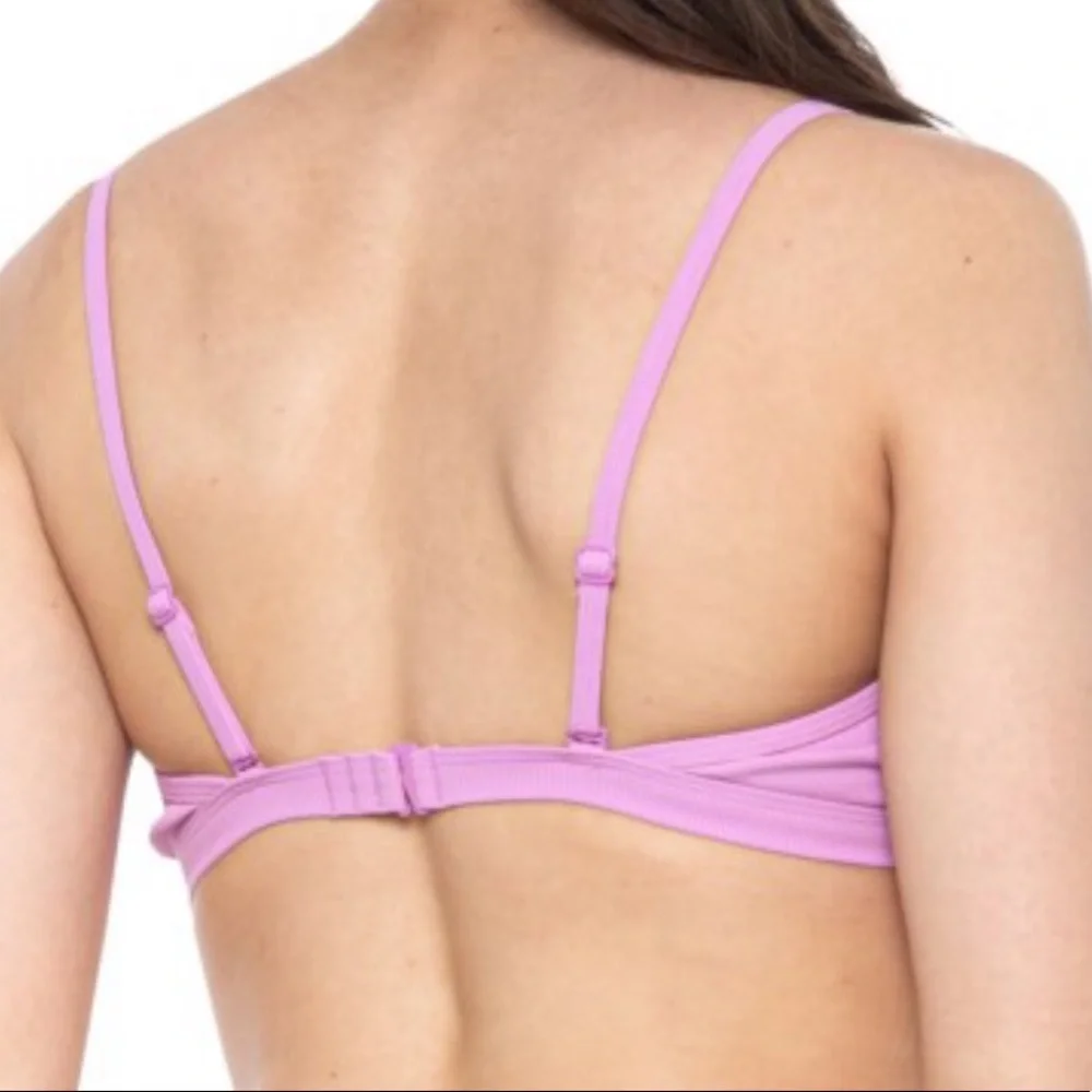 PRANA NWT Speckle Rib-Knit Bikini Top Violet Mist - Picture 4 of 6